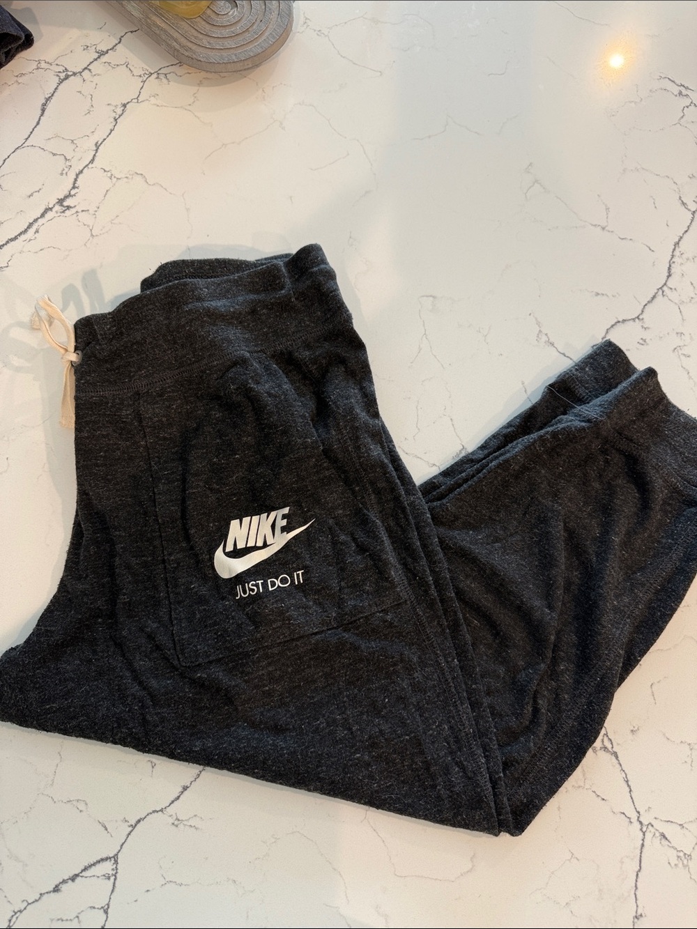 Nike  Black Marble Jogger Sweatpants with White Logo